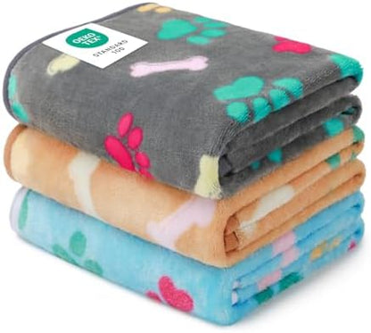 Luciphia 1 Pack 3 Blankets Fluffy Premium Fleece Pet Blanket Flannel Paw by luciphia