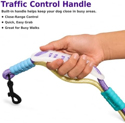 Hands Free Dog Leash, Double Handle Leash 4.5FT Purple-Green - Image 5
