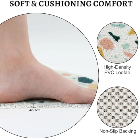 Corner Shower Mat Non Slip, 28x 28 Inches Triangular Bath Mats - Image 3