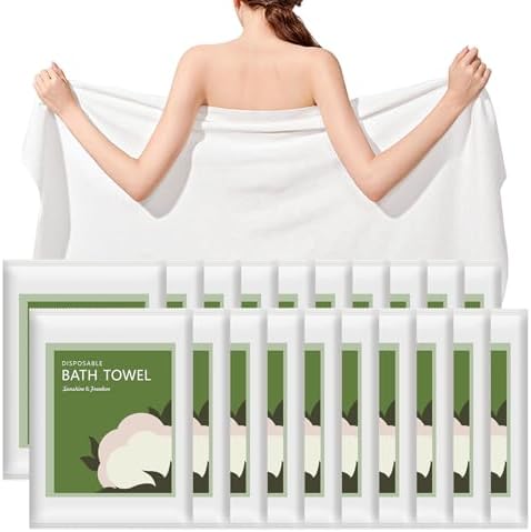 Disposable Bath Towels, 20 Pack 55" x 27.5" Ultra Soft, Quick Dry Disposable by Tvvcalk