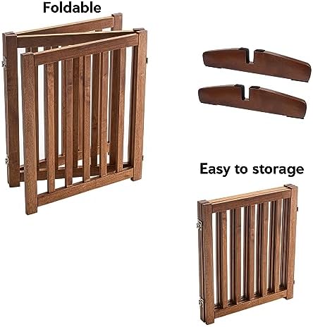 LZRS Wooden Free Standing Dog Gate 60" W x 30" H, Foldable Solid Hardwood Pet - Image 4