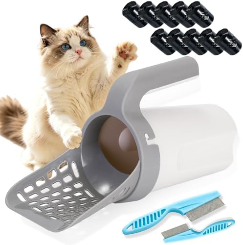 3 in 1 Cat Litter Scoop with Bag Holder, 11.8 Inch, Daily Use by Cxyrna