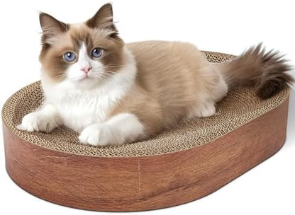 ComSaf Cat Scratcher Bed, Oval Cardboard Scratching Board by ComSaf