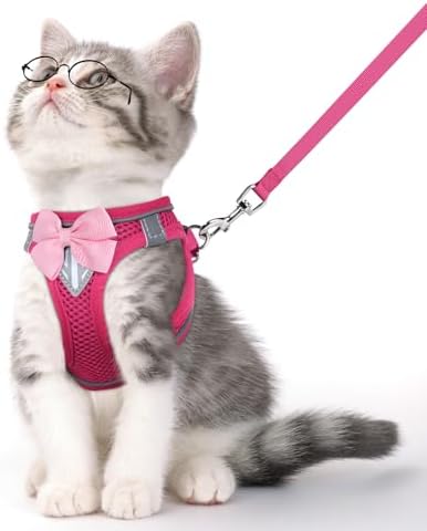 Cat Vest Harness and Leash Set, Escape Proof Kitten Harness Pink XS by NCMAMA