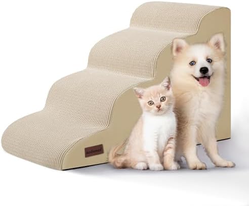 Aodisman Dog Steps for Bed or Couch, 4-Step Pet Stairs Ramp for Small Dogs by AODISMAN