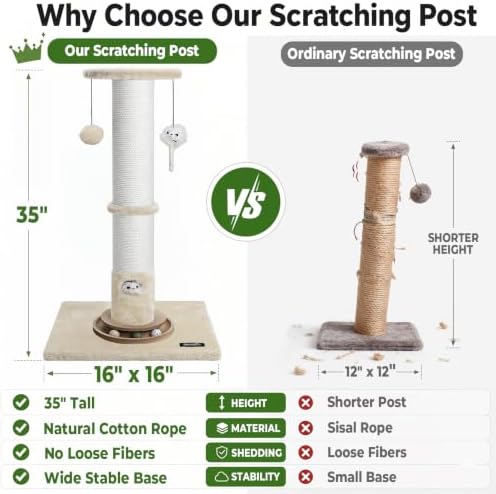 35-Inch Tall Cat Scratching Post, Stable Base - Image 6