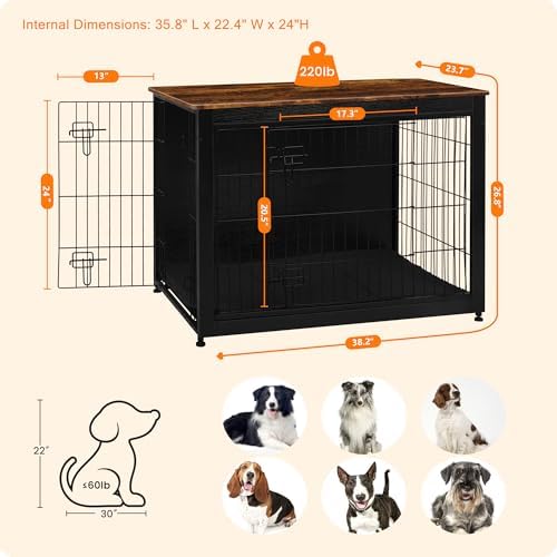 DWANTON 38.5" XL Dog Crate Furniture - Image 3