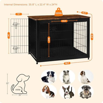 DWANTON 38.5" XL Dog Crate Furniture - Image 3