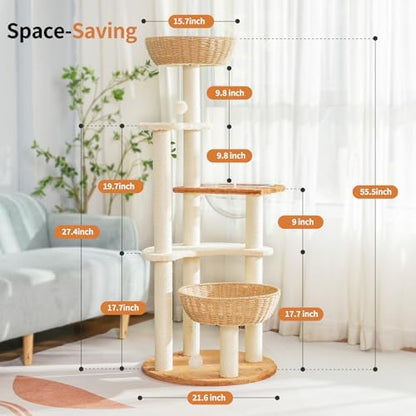 55.5-Inch Modern Cat Tree for Large Cats - Image 3
