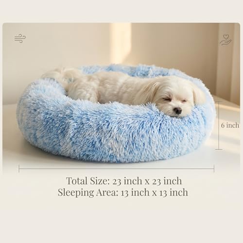 nononfish Donut Dog Bed for Small Dogs, Soft Round Calming Bed - Image 3