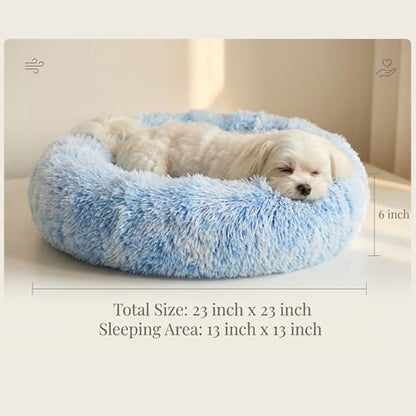 nononfish Donut Dog Bed for Small Dogs, Soft Round Calming Bed - Image 3