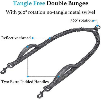 Double Dog Leash with Two Extra Traffic Handles, 18~120 lbs - Image 4