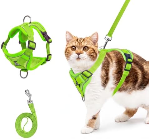 cat Chest Harness and Leash, Anti-Escape Adjustable Soft mesh cat Leash and by Shudyear