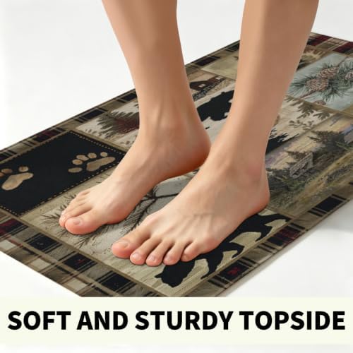 Giwawa Black Bear Bath Rug Forest Cabin Plush Entryway Carpet 20x32 Inch Soft - Image 4