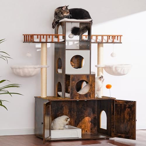 Heybly Cat Tree with Litter Box Enclosure - Image 2