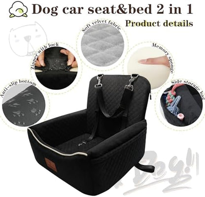 Dog Car Seat Bed 2 in 1 for Small/Medium Dogs up to 35 lbs, Adjustable Safety - Image 4