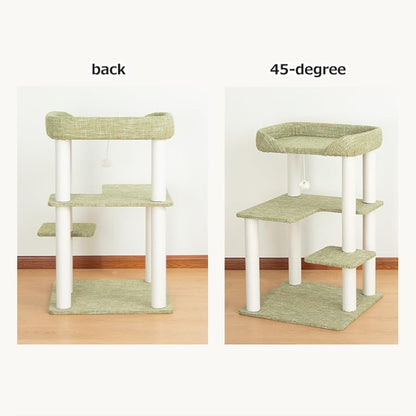 37.5" Cat Tree Tower for Large & Senior Cats, Low-Step Design - Image 3