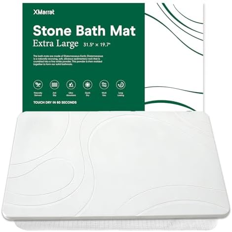 XMarrat Extra Large Stone Bath Mat, Diatomaceous Earth Mat, 31.5"x19.7" by XMarrat