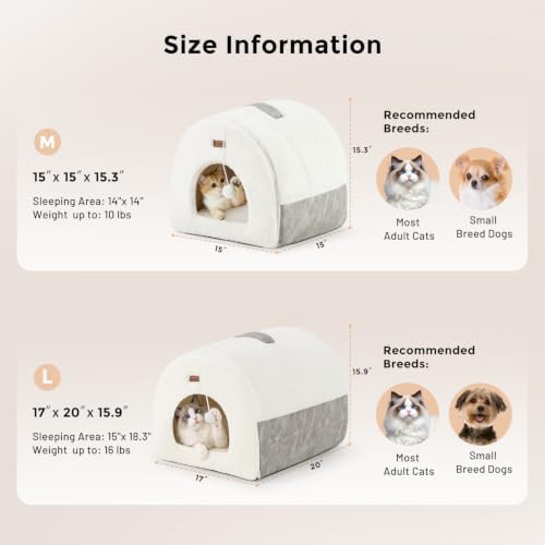 ZOMISIA 2in1 Cat Bed Cave for Indoor Cats & Small Dog, - Image 3
