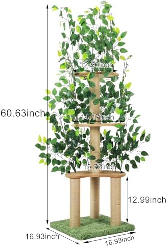 Cat Tree with Leaves, Cat Tower - Image 2