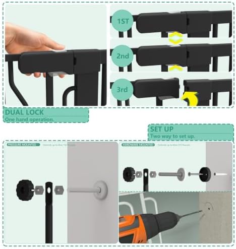 51" Extra Tall Cat Gate for Doorway Auto Close Encrypted Cat Gate 30"-49.27" - Image 6