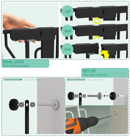 51" Extra Tall Cat Gate for Doorway Auto Close Encrypted Cat Gate 30"-49.27" - Image 6