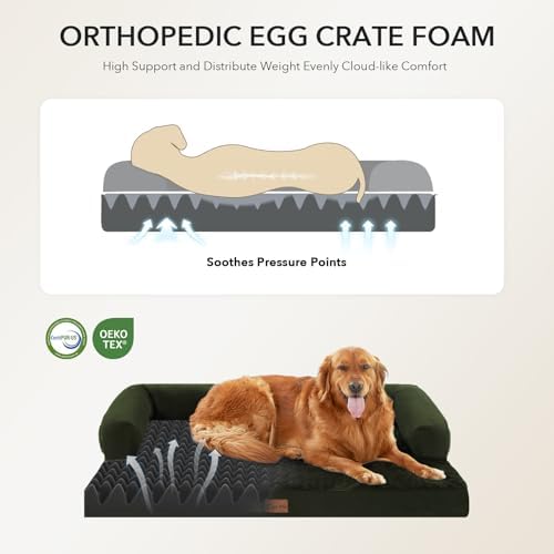 Orthopedic Dog Bed for Extra Large Dogs, Olive Green - Image 4