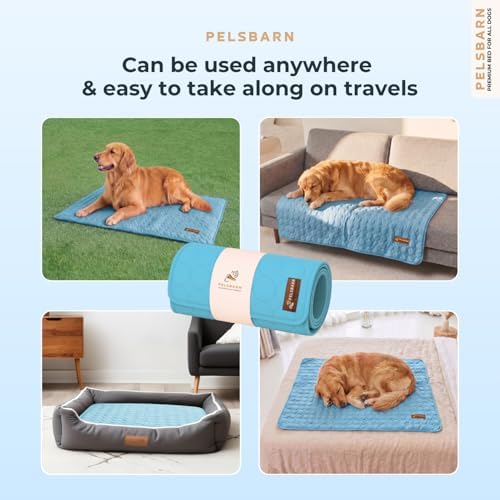 Pelsbarn Dog Cooling Mat, Ice Silk Self-Cooling Pad, Light Blue - Image 7