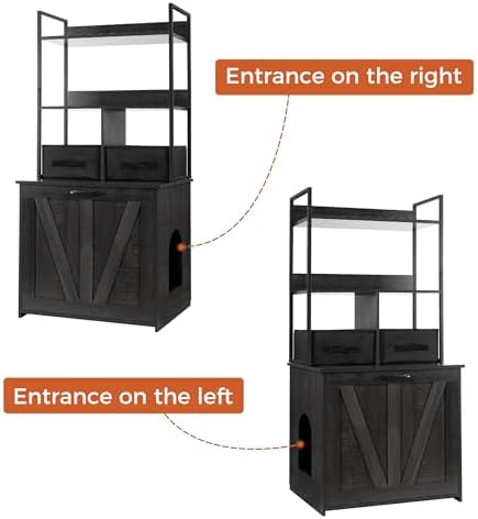 DWANTON Cat Litter Box Enclosure, 2 Storage Shelves and 2 Drawers - Image 4