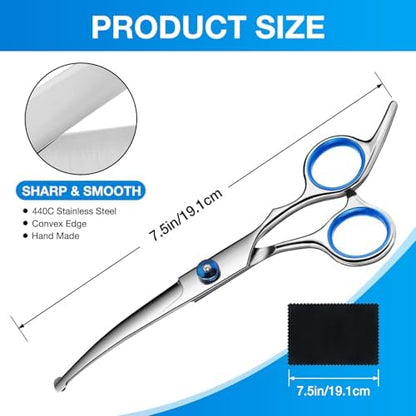 Dog Grooming Scissors Curved Shears Set Rounded Trimming Scissors - Image 2