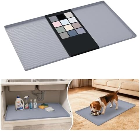 URMONA Waterproof Silicone Under Sink Mat, 37 x 22 in, Flexible Shelf Liner by URMONA