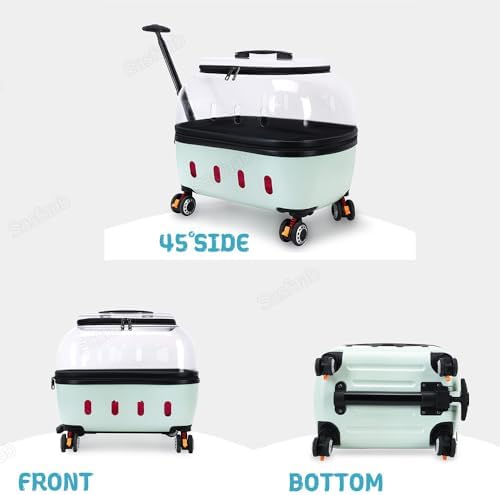 Cat Carrier with Wheels, Transparent Rolling Hard Shell Pet Carrier, Rolling - Image 7