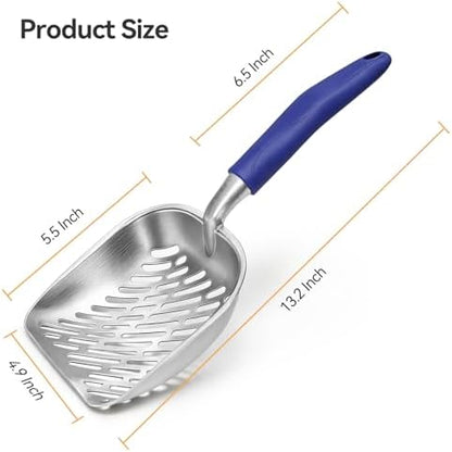 Cat Litter Scoop, Large Long Handle Kitty Metal Scooper - Image 2