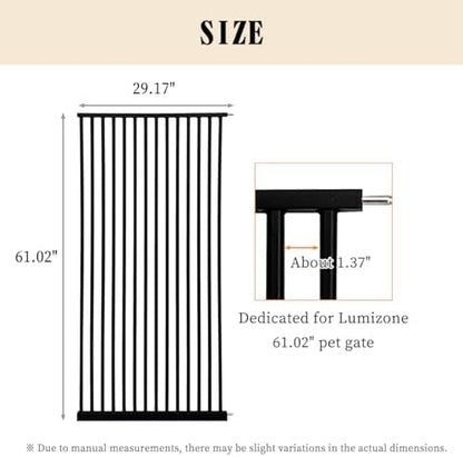 Lumizone 61.02" Extra Tall Pet Gate Extension Kit 29.17" Wide Black - Image 2