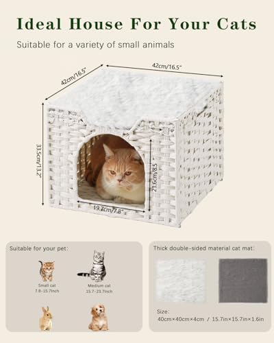 SETVSON Cat Beds Indoor Kitten House, Handwoven Rattan Cave - Image 6