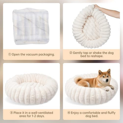 Donut Small Medium Dog Bed Washable Kitty & Puppy Bed, 23in White - Image 6