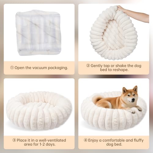 Donut Small Medium Dog Bed Washable Kitty & Puppy Bed, 28ins White - Image 6