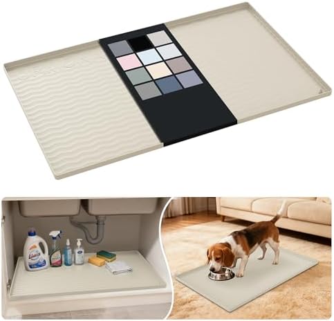 URMONA Waterproof Silicone Under Sink Mat, 31 x 19 in, Flexible Shelf Liner by URMONA