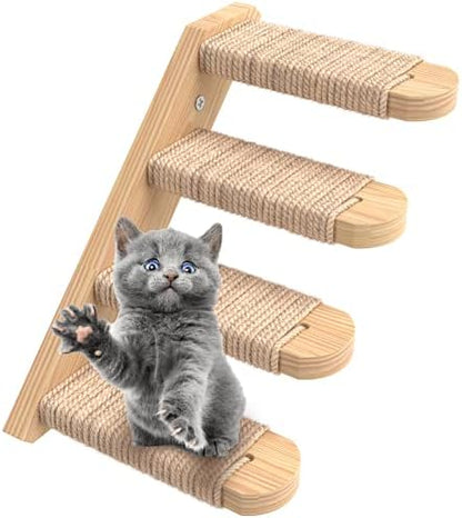 Cat Steps - Solid Rubber Wood Cat Wall Stairs- Left Right by Skywin
