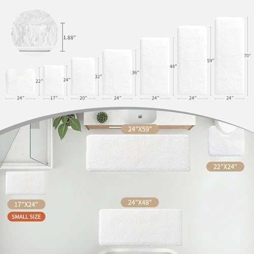 Disolla White Bathroom Rugs 24x48, Microfiber Non-Slip Plush Thick Bath Mat - Image 3