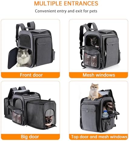 Cat Backpack Carrier, Double Side Expandable Cat Carrier Backpack, Dog Carrier - Image 3