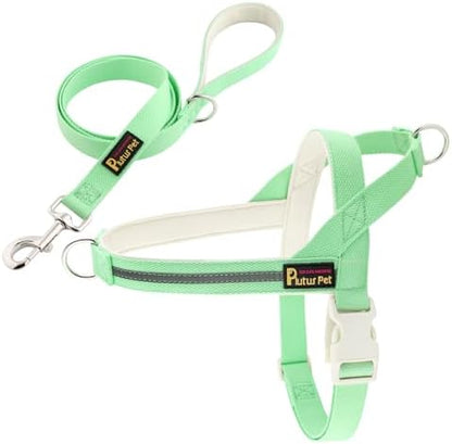 Plutus Pet Cotton Dog Harness and Leash Set, Reflective and Soft Padded by PLUTUSPET