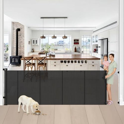 Reinforced 42" Tall x 100" Extra Wide Retractable Baby Gates by Bingguz