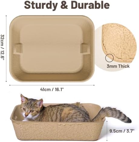 6 Pack Disposable Cat Litter Boxes, Leak-Proof Cardboard Kitty Litter Trays - Image 2