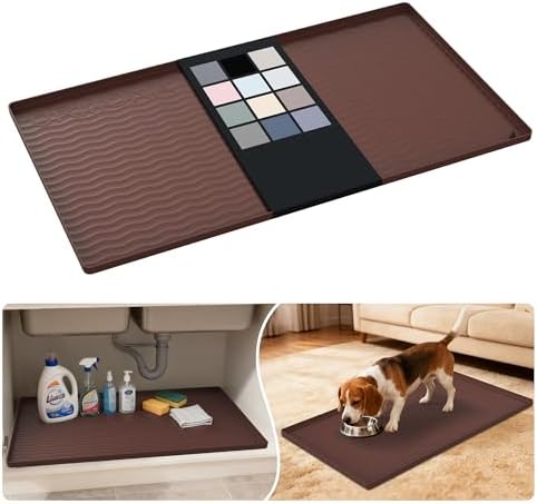 URMONA Waterproof Silicone Under Sink Mat, 34 x 19 in, Flexible Shelf Liner by URMONA
