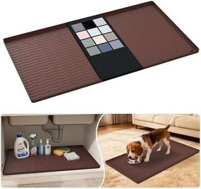 URMONA Waterproof Silicone Under Sink Mat, 34 x 19 in, Flexible Shelf Liner by URMONA