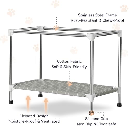 Medium Elevated Dog Crate with Removable Cover, Stainless Steel Dog Kennel - Image 3
