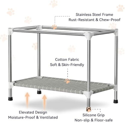 Medium Elevated Dog Crate with Removable Cover, Stainless Steel Dog Kennel - Image 3