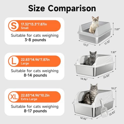Stainless Steel Cat Litter Box, Odor Free Easy Clean Metal Litter Box - Image 3