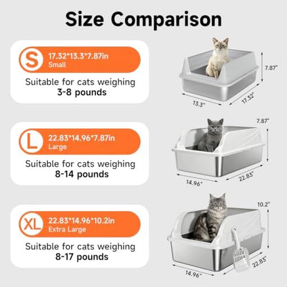Stainless Steel Cat Litter Box, Odor Free Easy Clean Metal Litter Box - Image 3